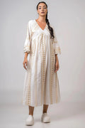 Aether 2670.92645 white gold embroidered midi dress at No19 Boutique