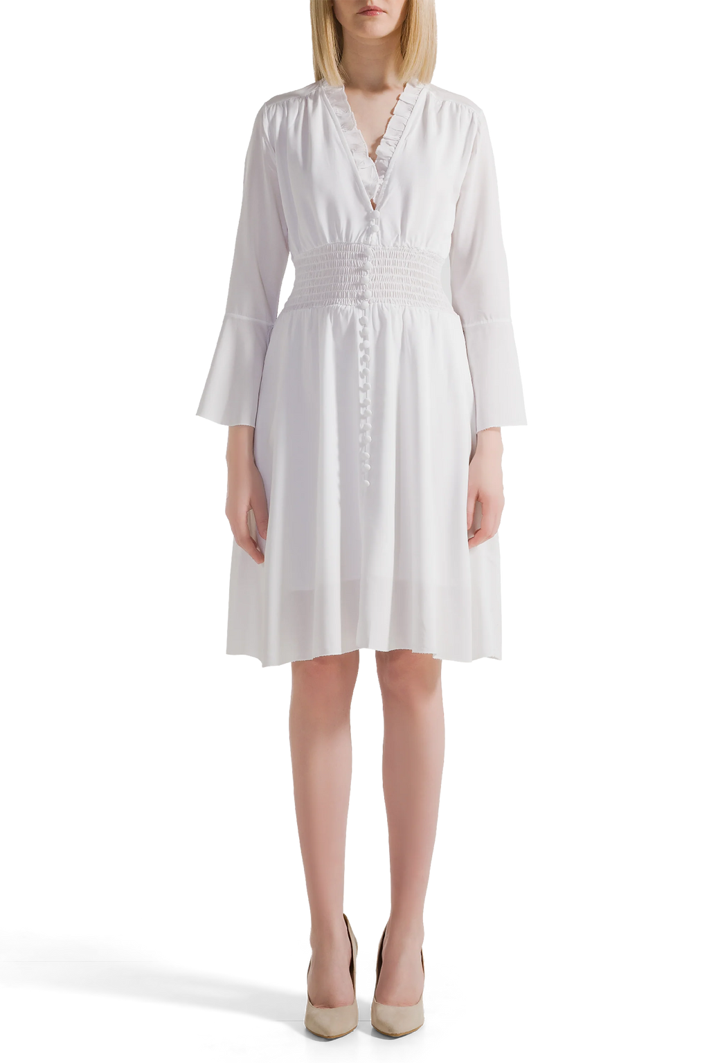 Amaricandreams Sally Solid White Short Dress