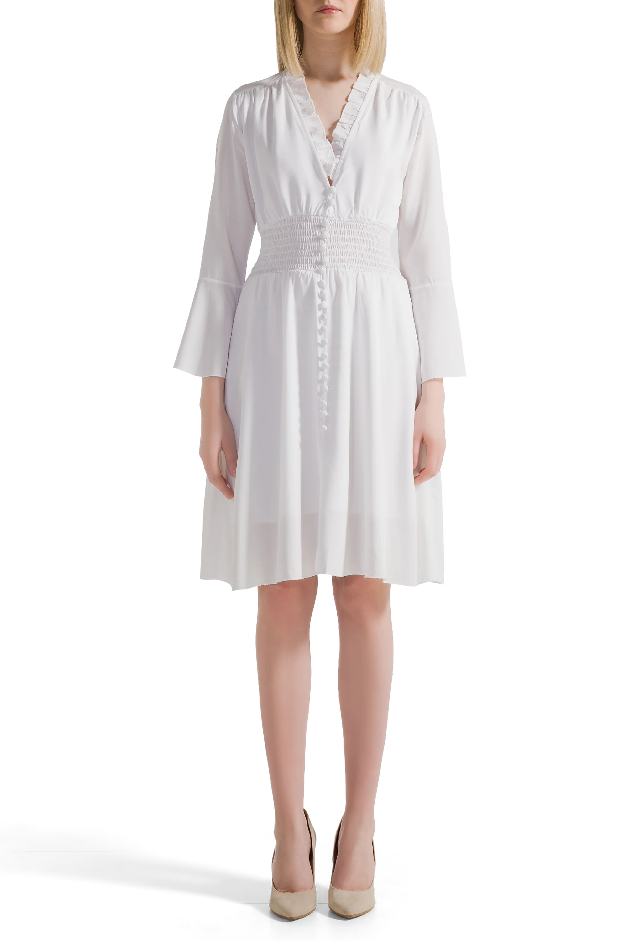 Amaricandreams Sally Solid White Short Dress