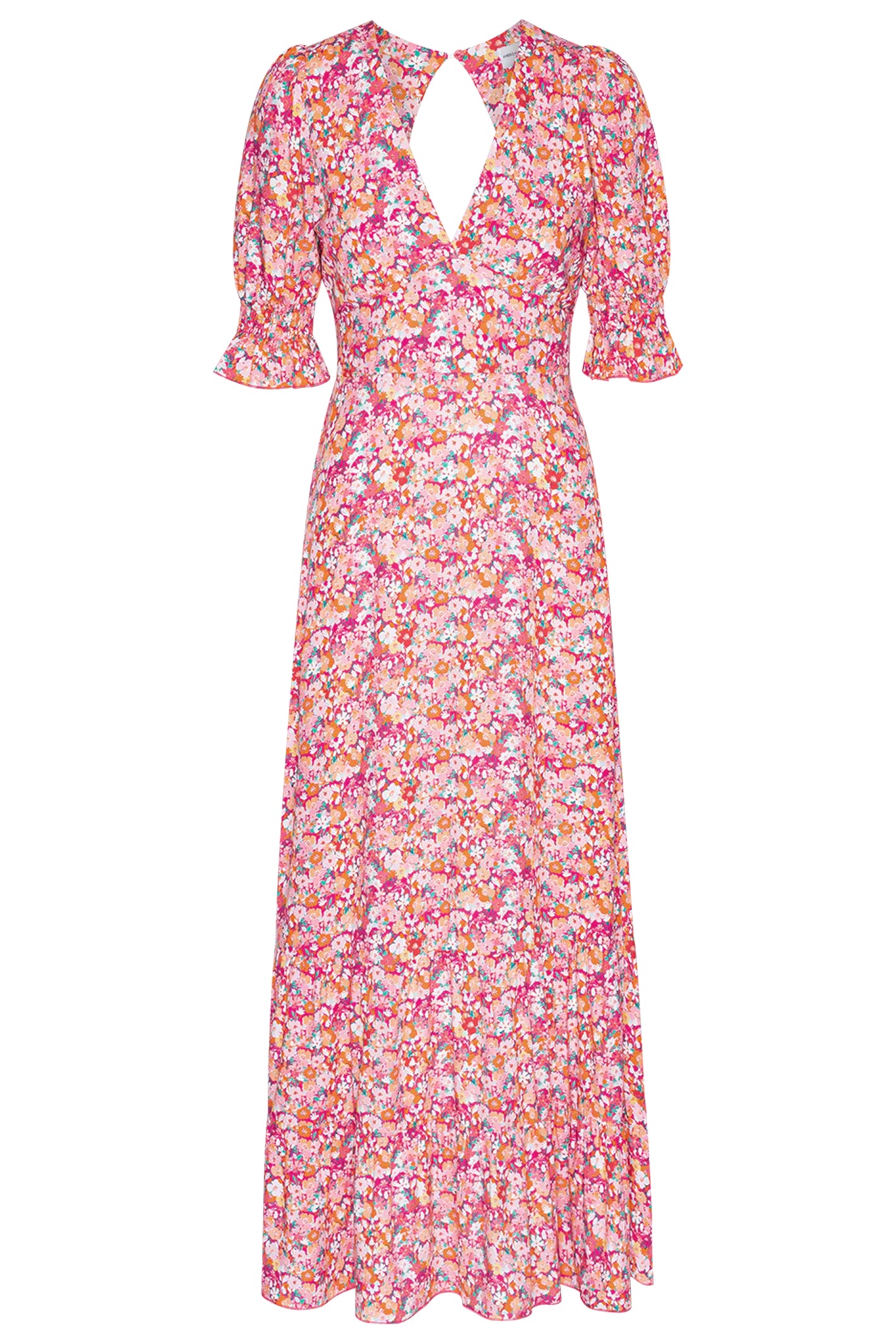 Americandreams Koko Red Flower Print Open Back Dress