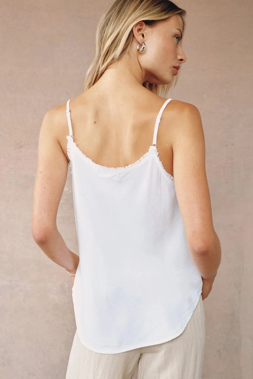 Bella Dahl B2243-654-303 White Frayed Cami Top