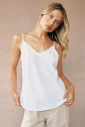Bella Dahl B2243-654-303 White Frayed Cami Top