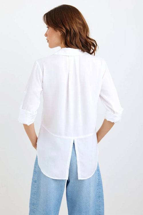 Bella Dahl B2631-654-303 White Split Button Down Shirt