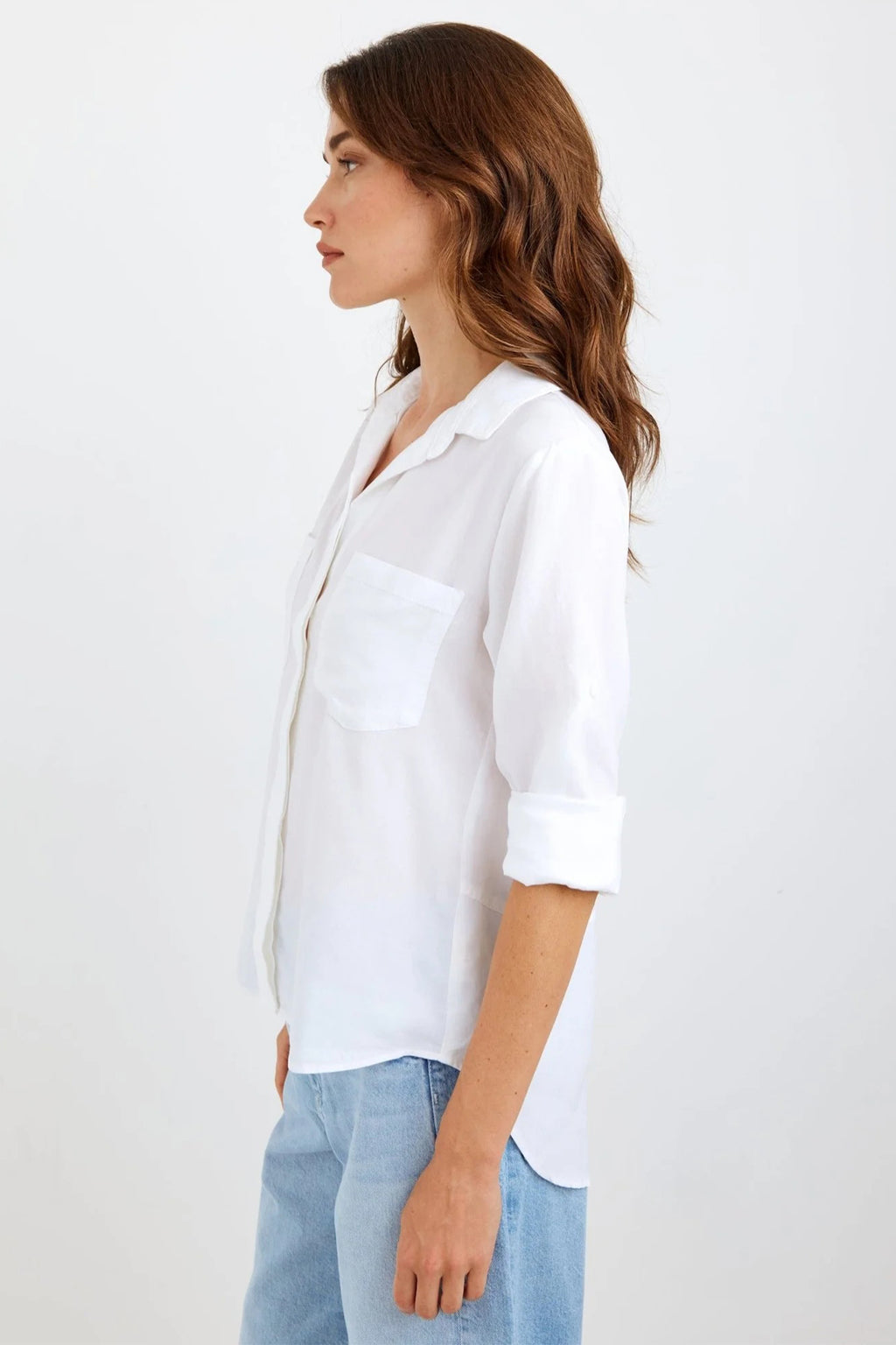 Bella Dahl B2631-654-303 White Split Button Down Shirt
