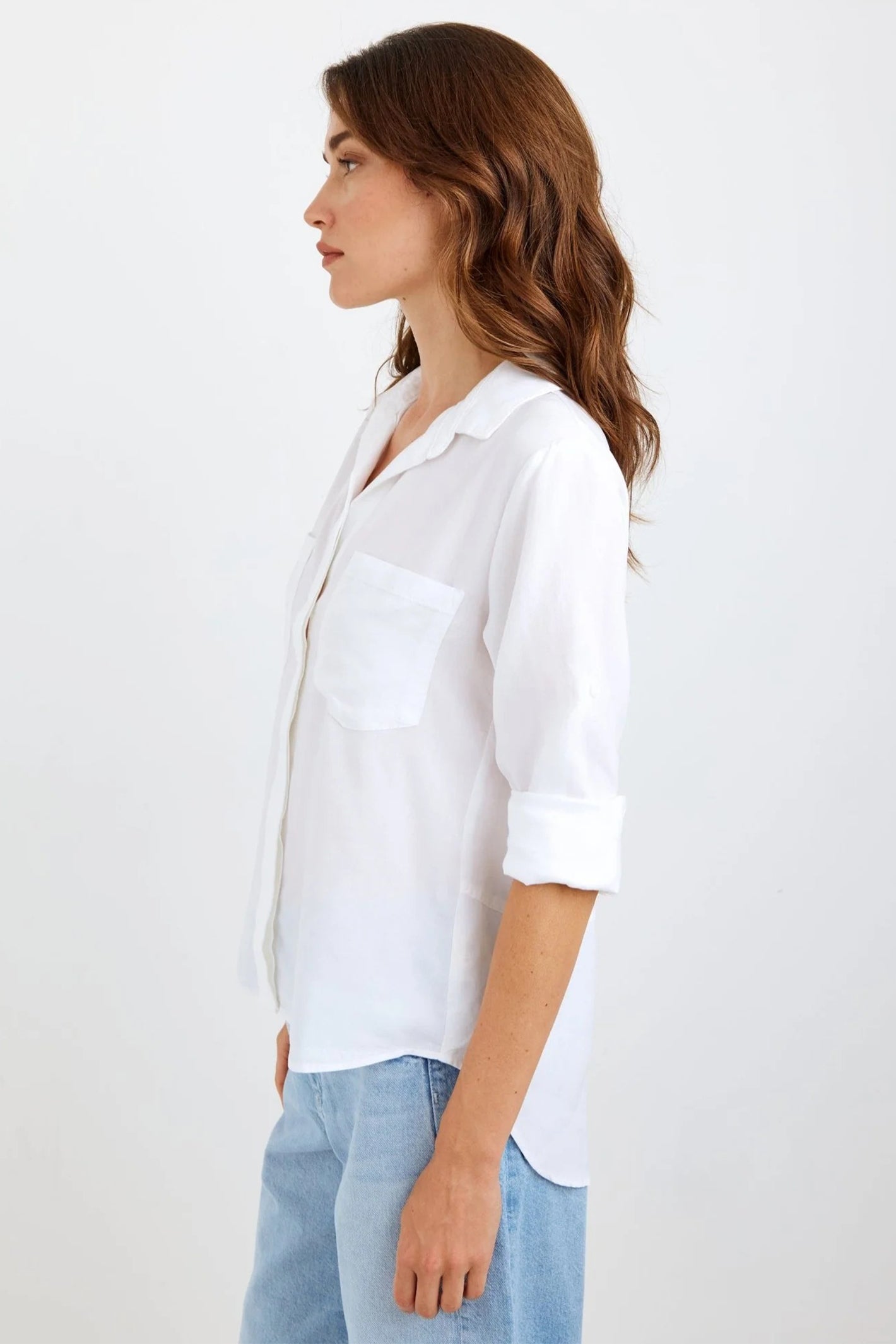 Bella Dahl B2631-654-303 White Split Button Down Shirt
