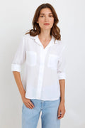 Bella Dahl B2631-654-303 White Split Button Down Shirt