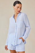 Bella Dahl B2808-653-302 Perennial Blue Pocket Button Down Shirt