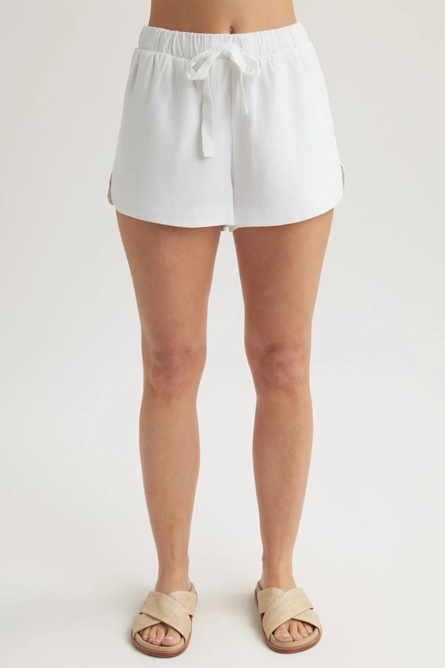 Bella Dahl B3295-654-303 Flowy Dolphin White Tie Waist Shorts