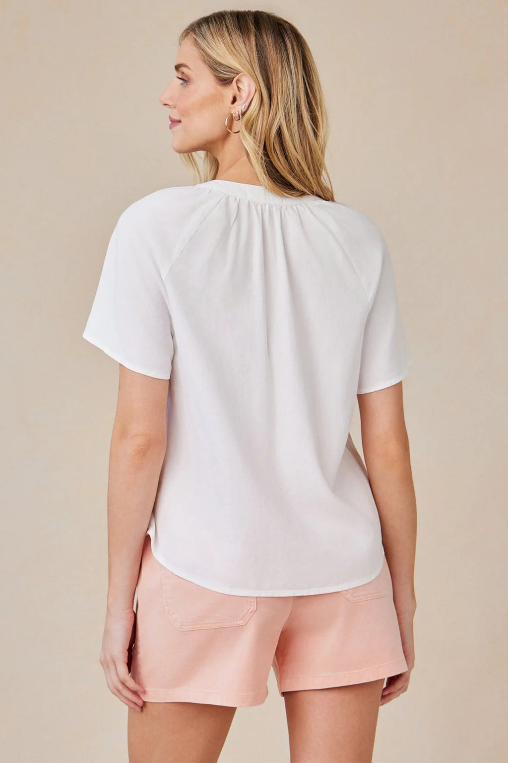 Bella Dahl B2220-654-303 Flowy White Short Sleeve Pullover Top