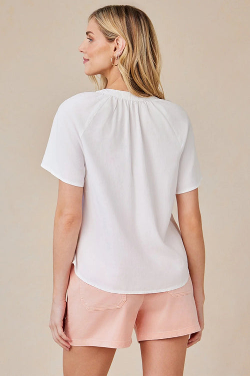 Bella Dahl B2220-654-303 Flowy White Short Sleeve Pullover Top