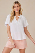 Bella Dahl B2220-654-303 Flowy White Short Sleeve Pullover Top