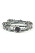 Boho Betty America Grey Silver Gemstone 3 Wrap Bracelet TSVSLCRY No.29, packshot