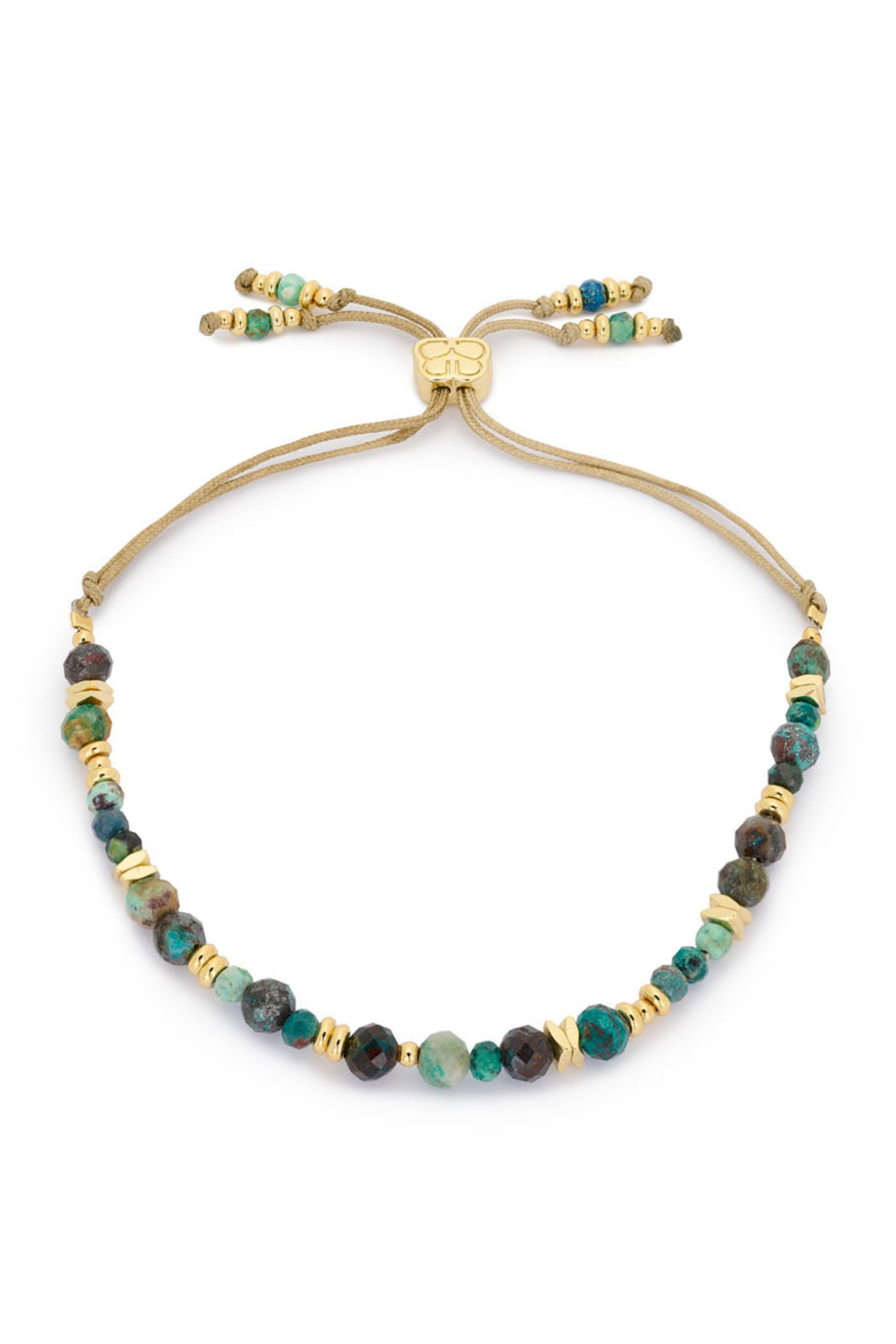 Boho Betty Bliss Azurite Green Gold Slider Bracelet BRBAZGLD No.63, packshot