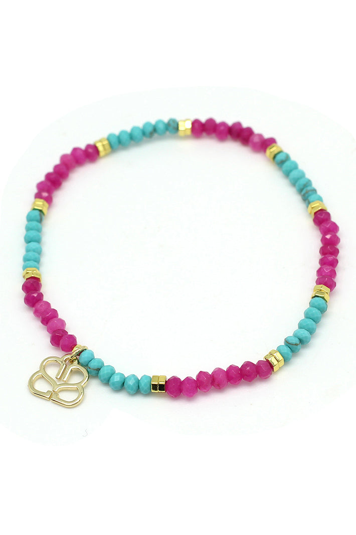 Boho Betty Cerise Pink Turquoise Beaded Bracelet BRPKTQST No.10, packshot