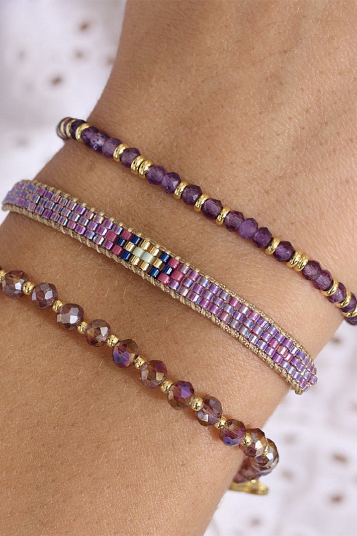 Boho Betty Jump Lilac Purple Friendship Bracelet MBJLIGLD No.22, styled