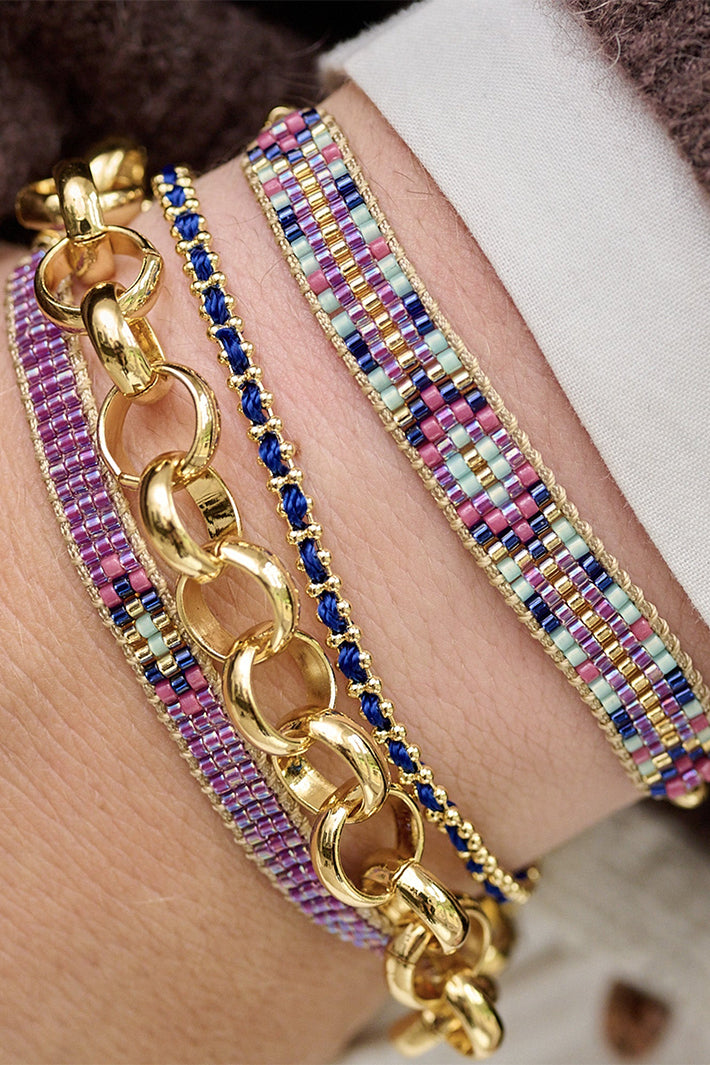 Boho Betty Jump Lilac Purple Friendship Bracelet MBJLIGLD No.22, styled