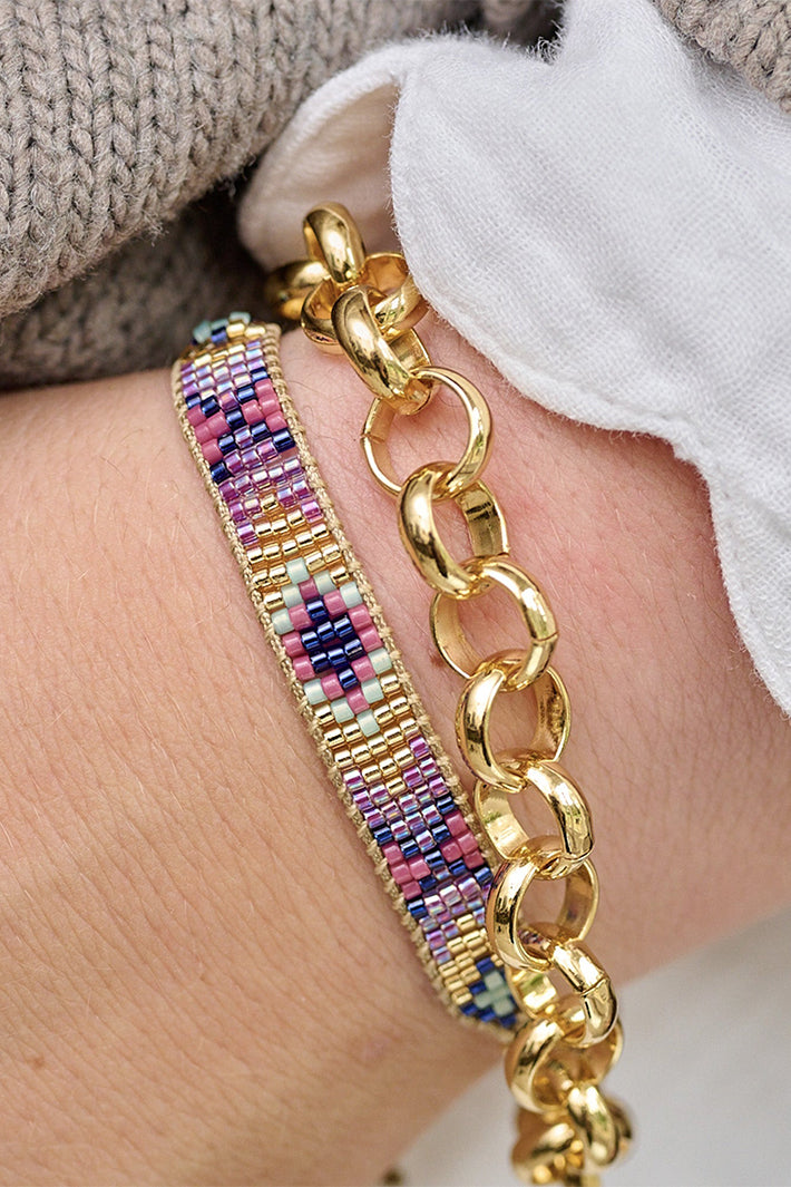 Boho Betty Magic Lilac Purple Friendship Bracelet MGMLIGLD No.21, styled