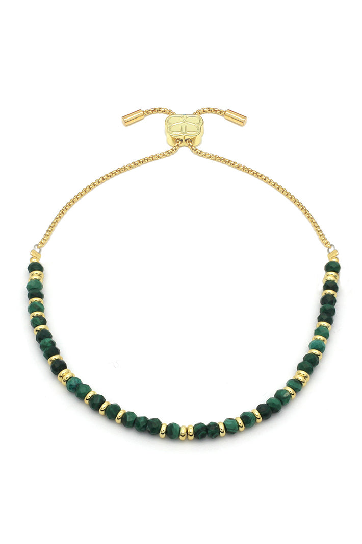 Boho Betty Mystical Malachite Green Gold Slider Bracelet BRWMMGDVB No.64, packshot
