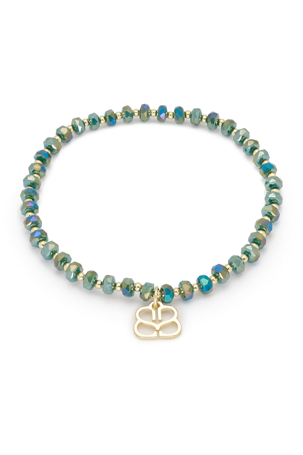 Boho Betty Prunus Green Gold Crystal Stretch Bracelet BBSTABEGLD No.75, packshot