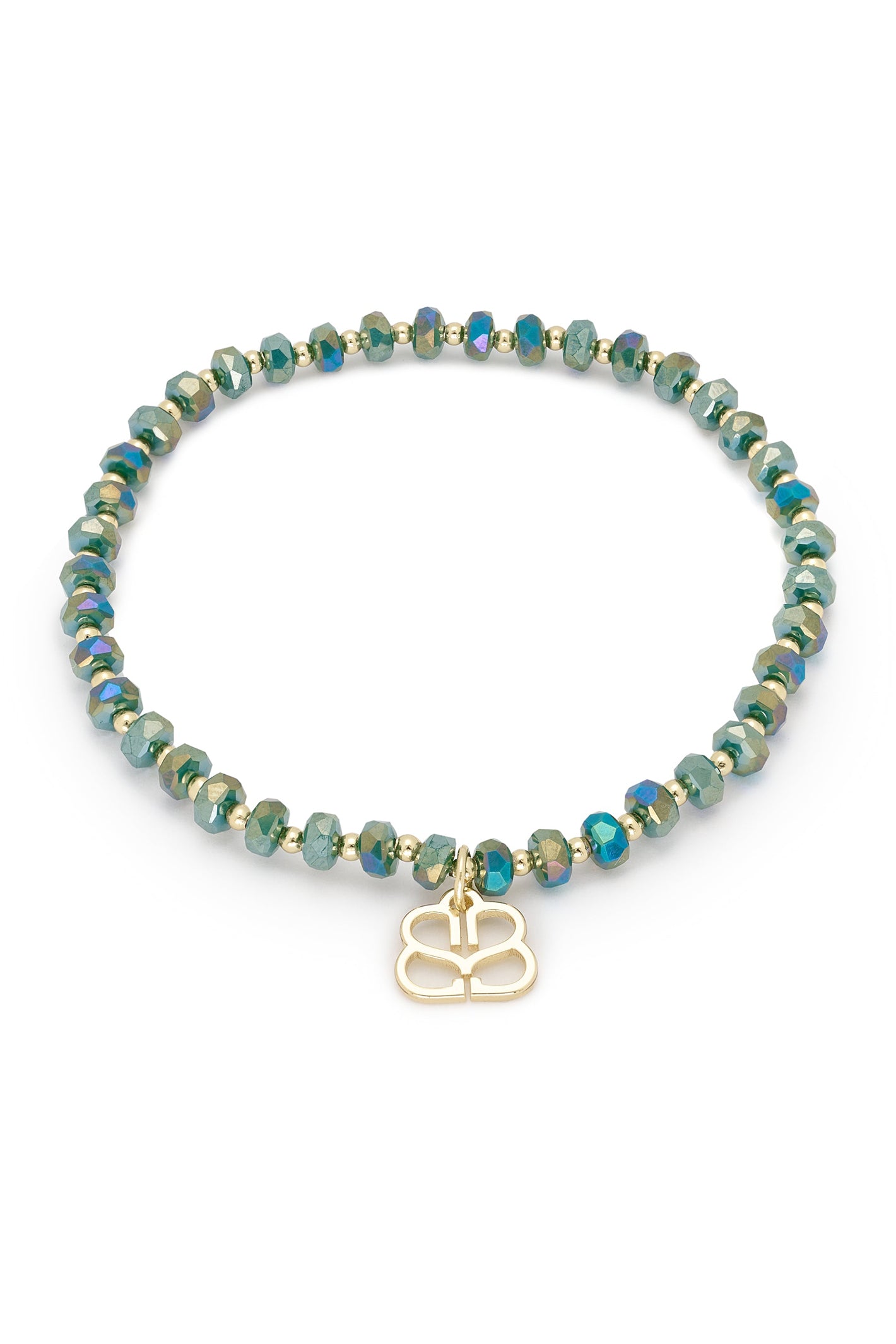 Boho Betty Prunus Green Gold Crystal Stretch Bracelet BBSTABEGLD No.75, packshot