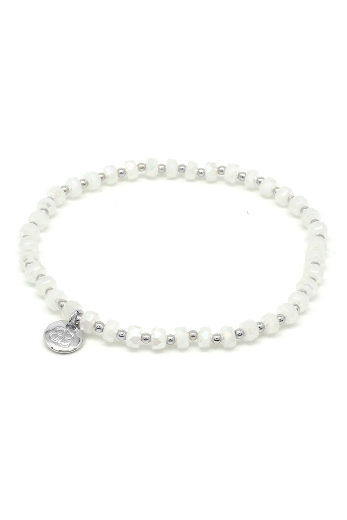 Boho Betty Prunus White Silver Crystal Stretch Bracelet BBDSTWH No.33, packshot
