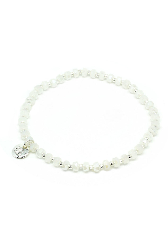 Boho Betty Prunus White Silver Crystal Stretch Bracelet BBDSTWH No.33, packshot
