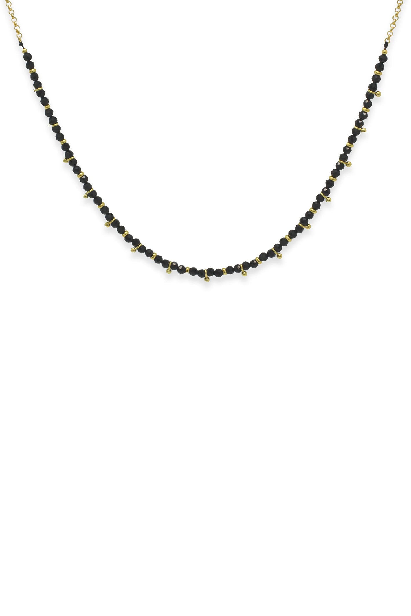 Boho Betty Salus Black Spinel Gold Gemstone Necklace No.39 NLWEBSPGDVB