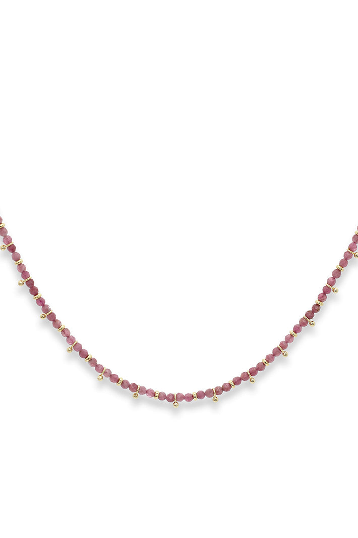 Boho Betty Salus Pink Tourmaline Gold Necklace NLWEPTGDVB No.54, packshot