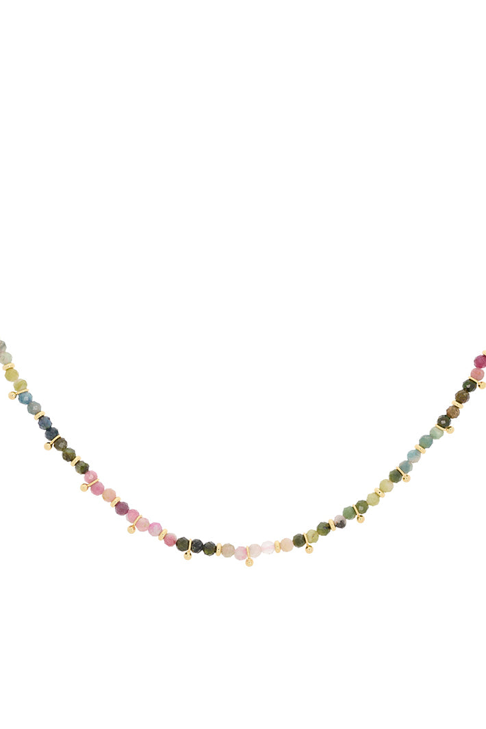 Boho Betty Salus Tourmaline Multicolour Gold Necklace NLWETOGLD No.50, packshot