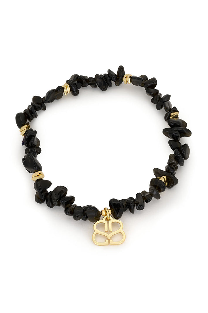 Boho Betty Sana Black Spinel Gold Stretch Bracelet BRRCBSGLD No.72, packshot