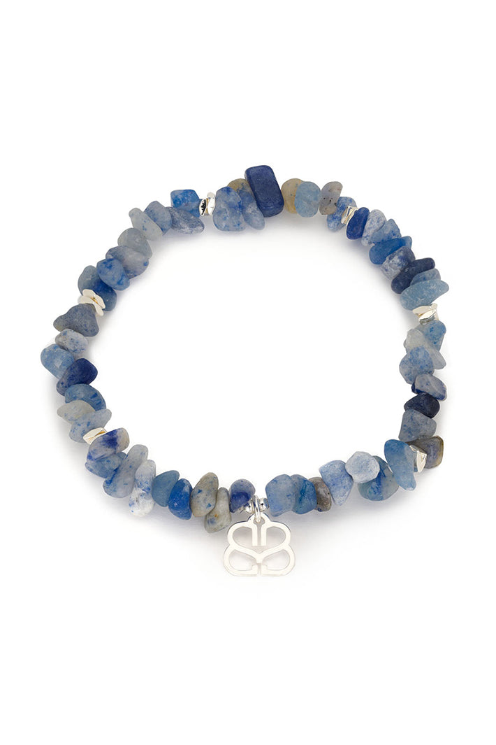 Boho Betty Sana Blue Aventurine Silver Stretch Bracelet BRRCBASLV No.69, packshot