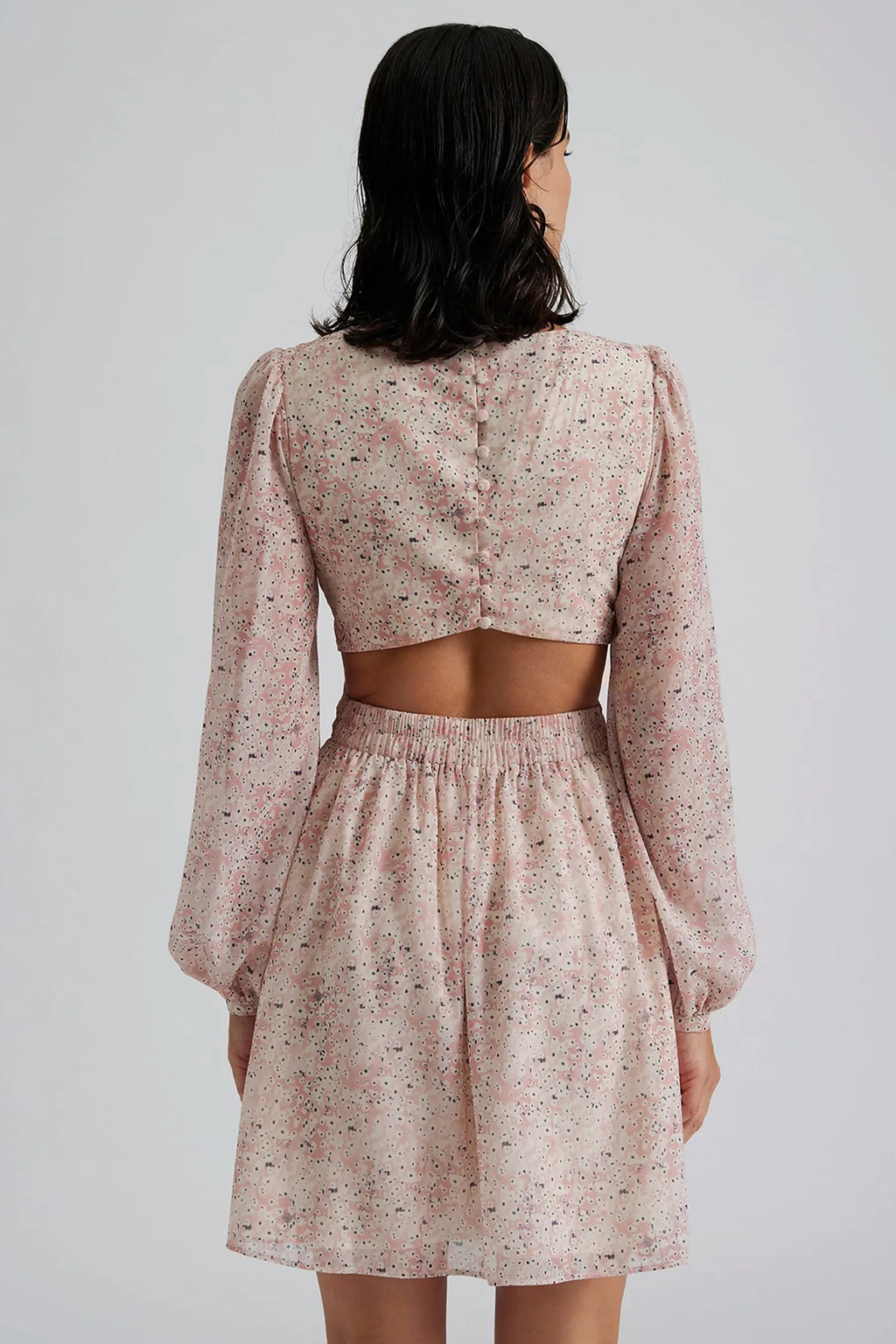 Malina Fiora pink mist cut-out chiffon mini dress at No19 Boutique