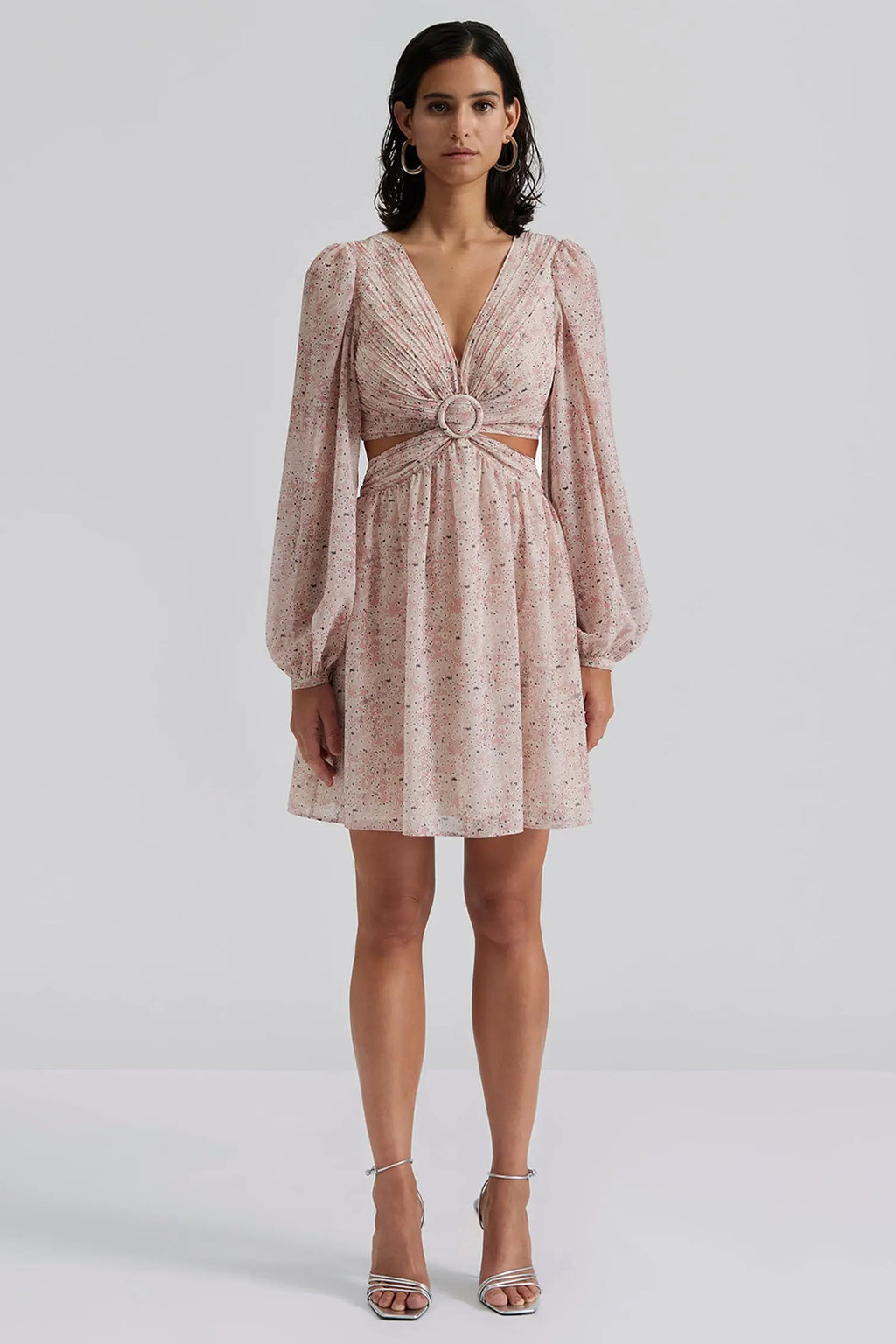 Malina Fiora pink mist cut-out chiffon mini dress at No19 Boutique