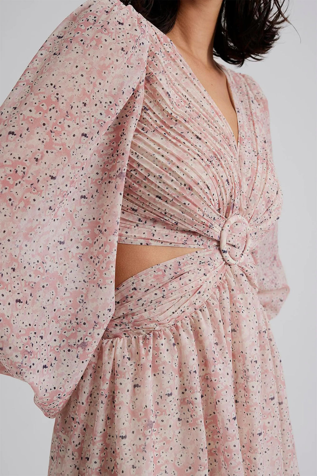 Malina Fiora pink mist cut-out chiffon mini dress at No19 Boutique