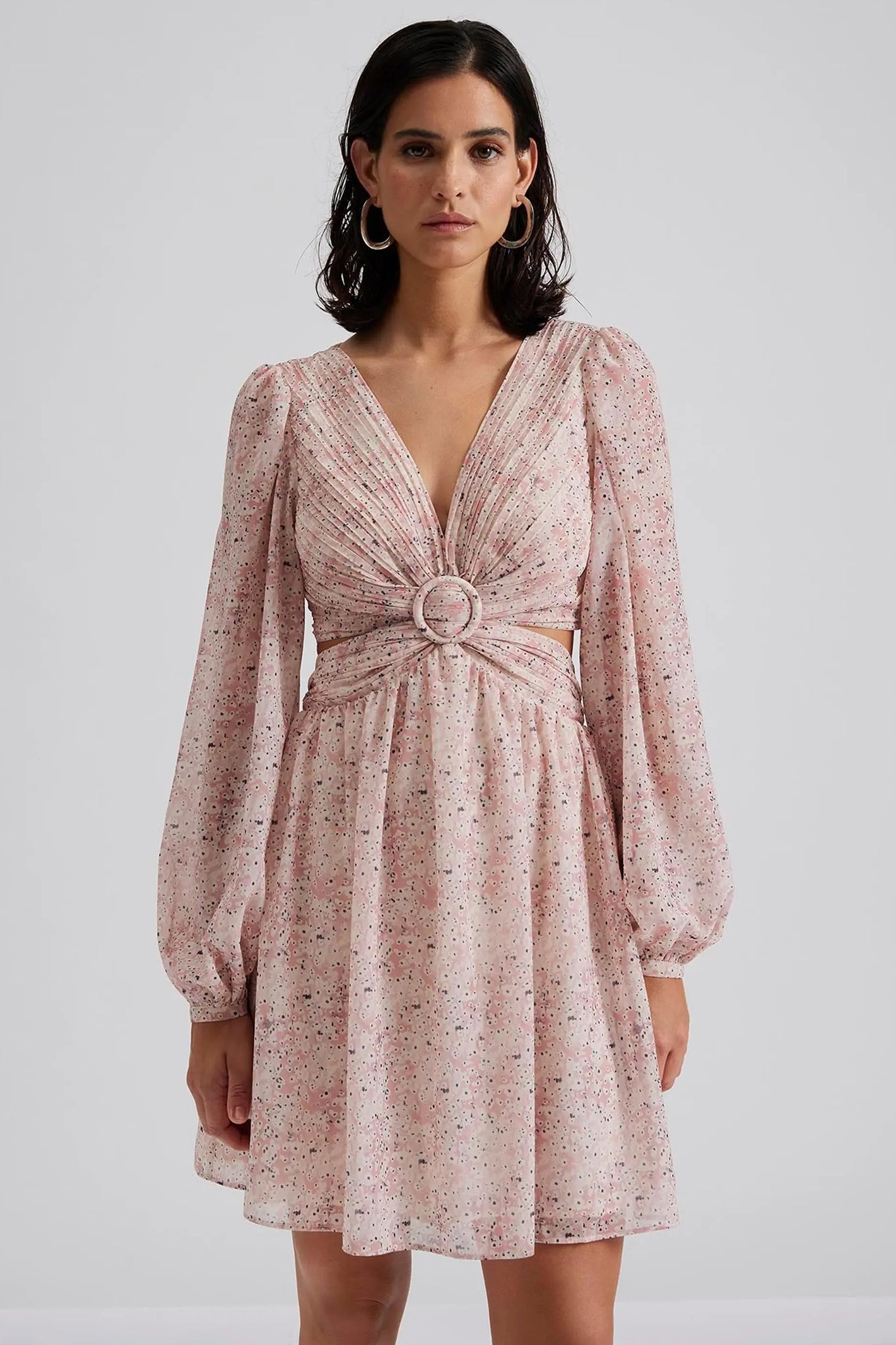 Malina Fiora pink mist cut-out chiffon mini dress at No19 Boutique