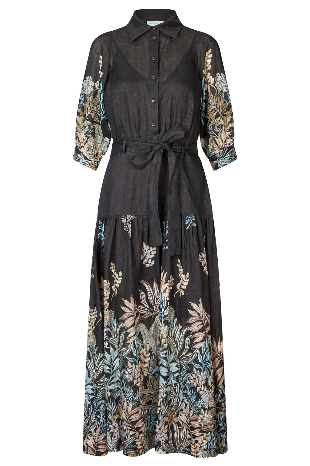 Dea Kudibal 0170725 PalmaDEA NS Nori Black Print Collared Linen Dress