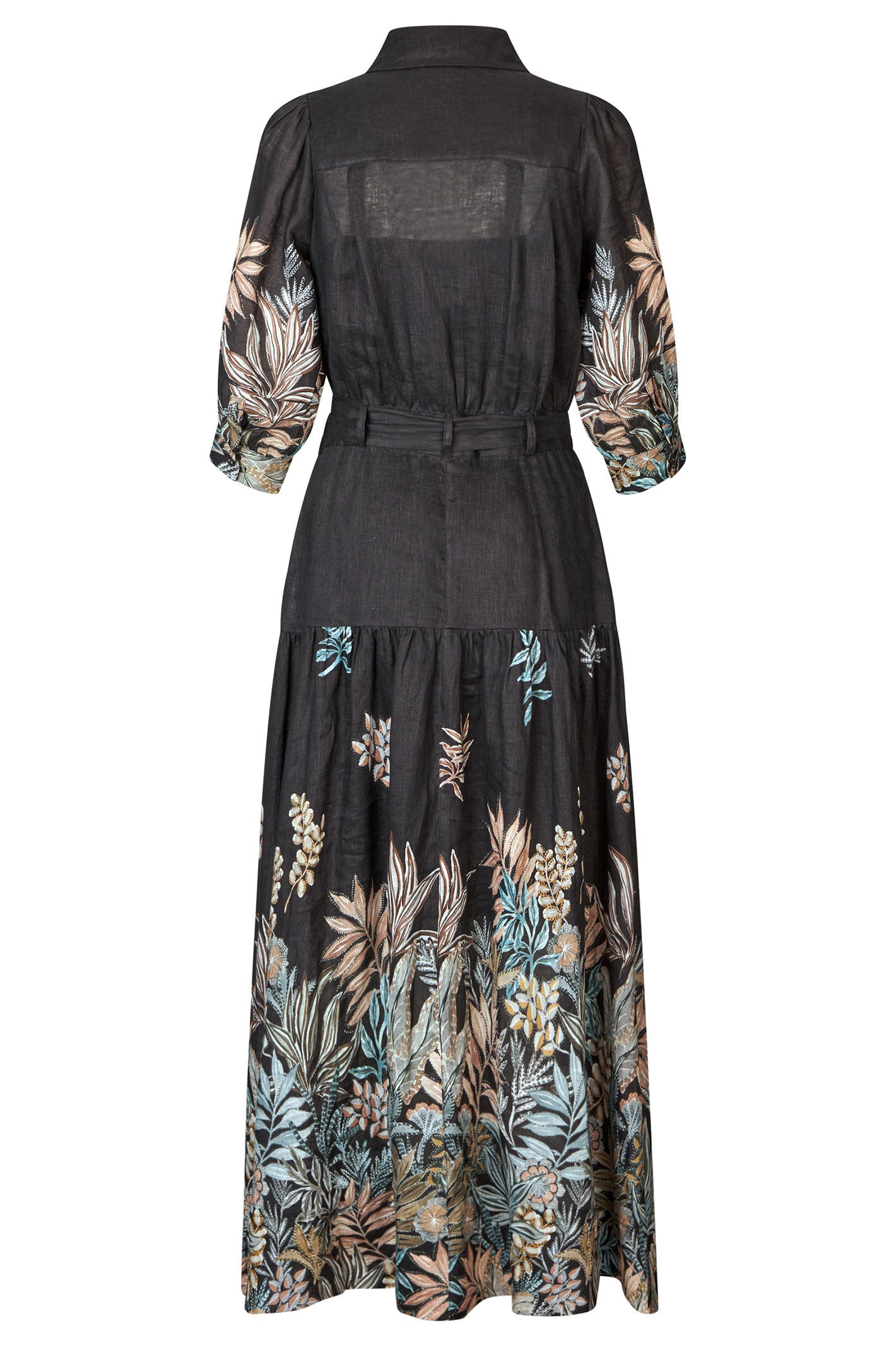 Dea Kudibal 0170725 PalmaDEA NS Nori Black Print Collared Linen Dress
