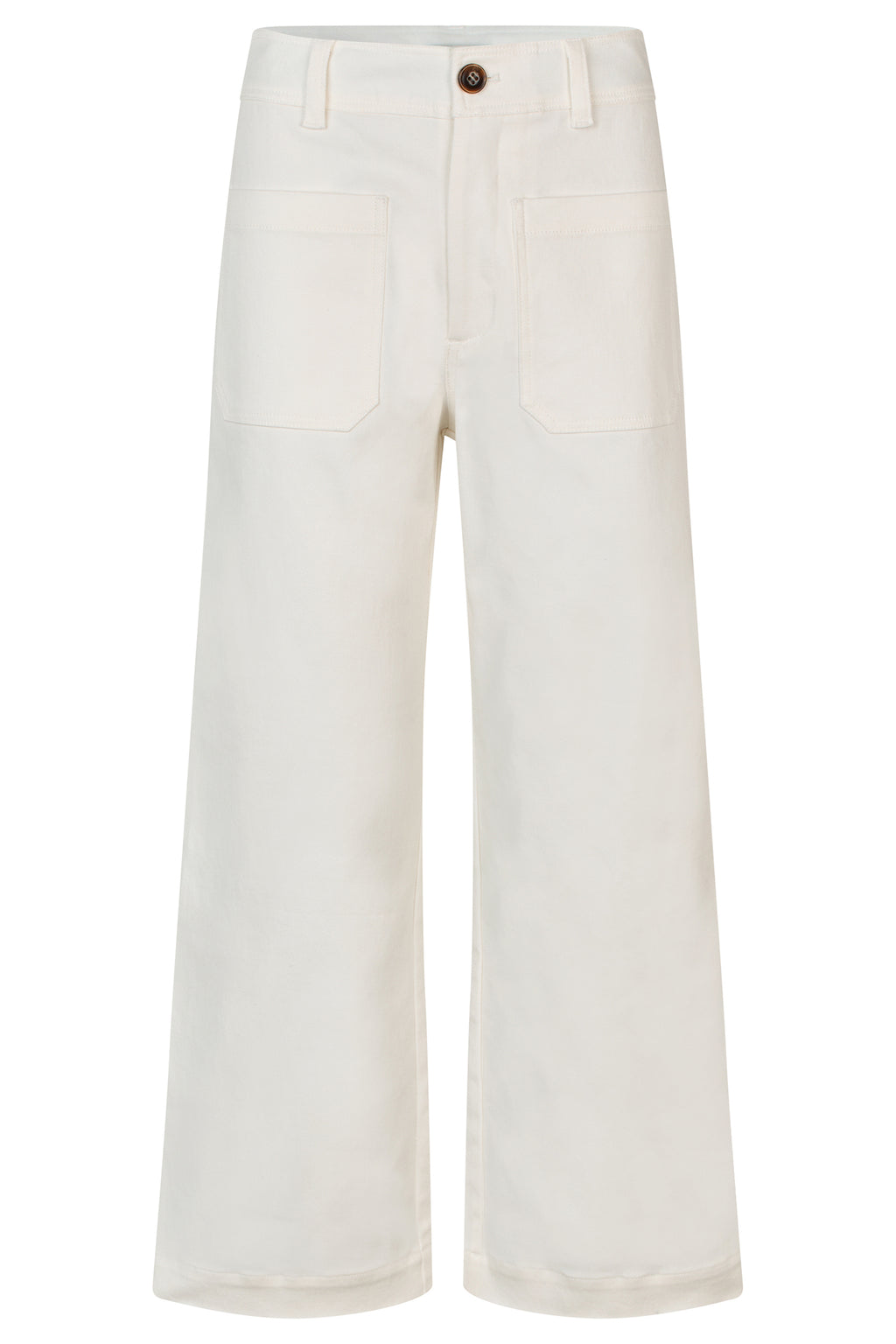 White wide-leg pants on a white background