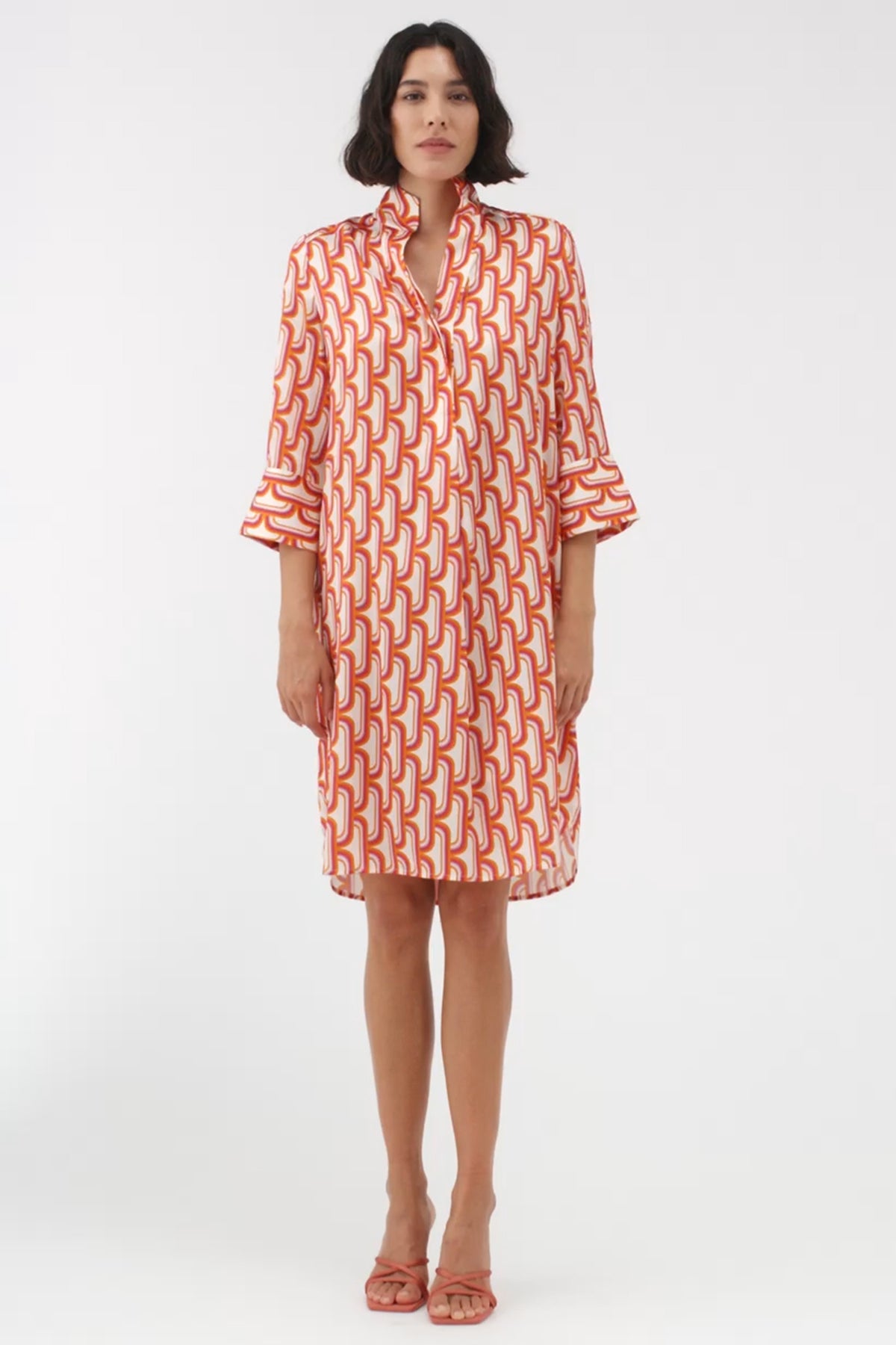 Dea Kudibal 0530424 KamillesDEA Orange Cabanas Leche Stretch Silk Dress