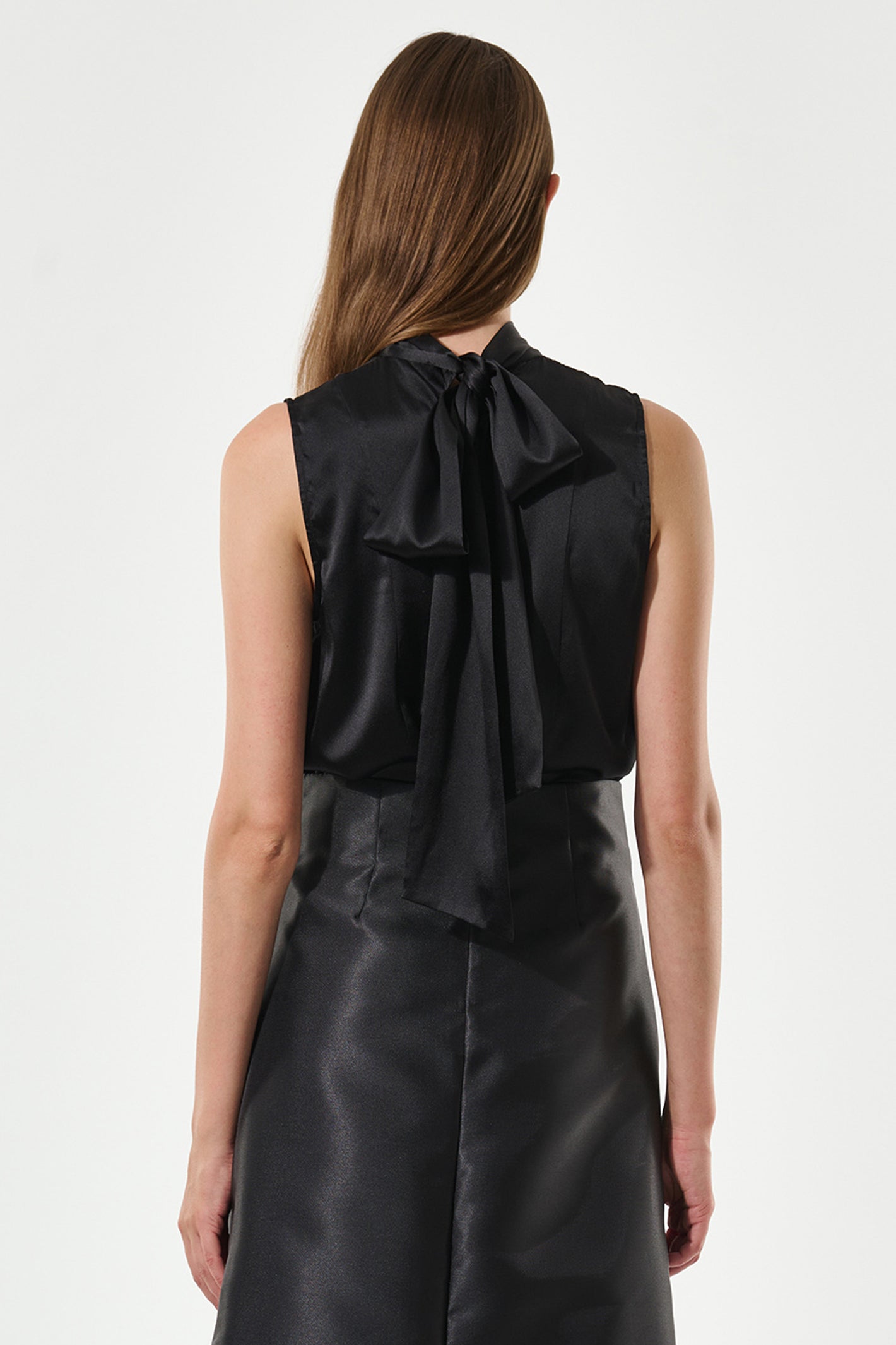 Dea Kudibal 0771024 Luciadea Black Scarf Neck Sleeveless Silk Top