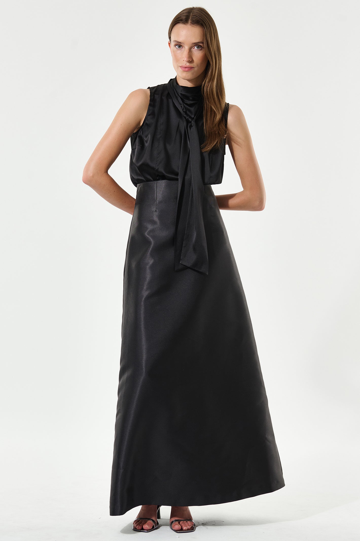 Dea Kudibal 0771024 Luciadea Black Scarf Neck Sleeveless Silk Top
