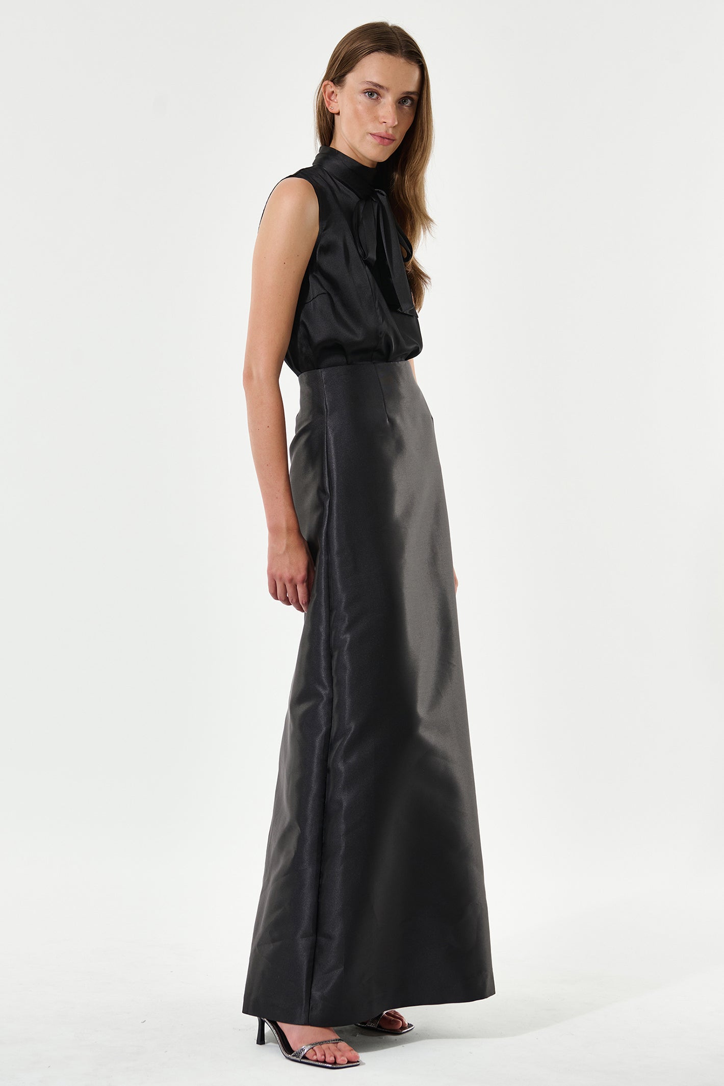 Dea Kudibal 0771024 Luciadea Black Scarf Neck Sleeveless Silk Top