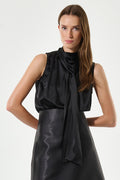 Dea Kudibal 0771024 Luciadea Black Scarf Neck Sleeveless Silk Top