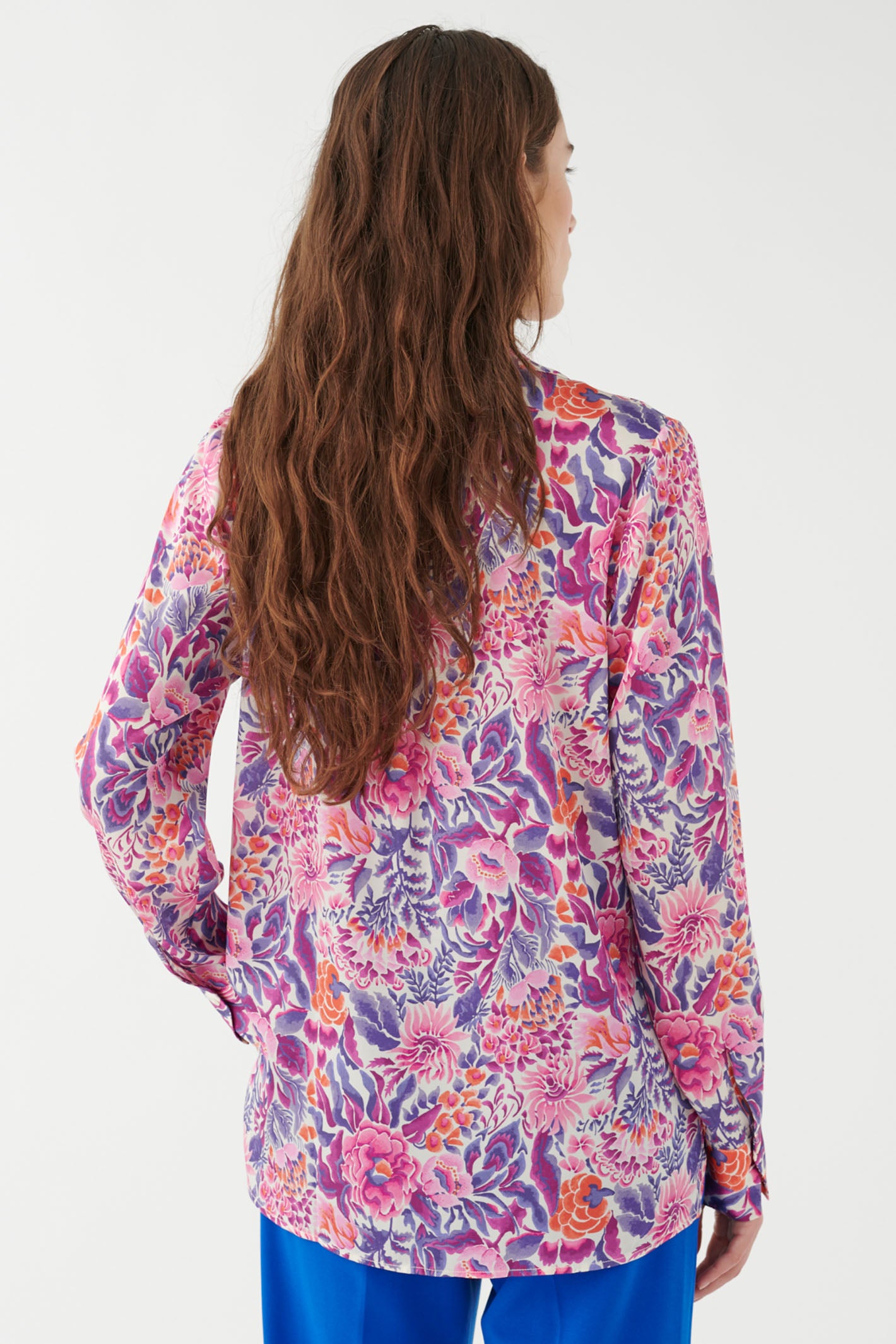 Dea Kudibal Santena Pink Blue Tehuana Villea Silk Blouse 0790124