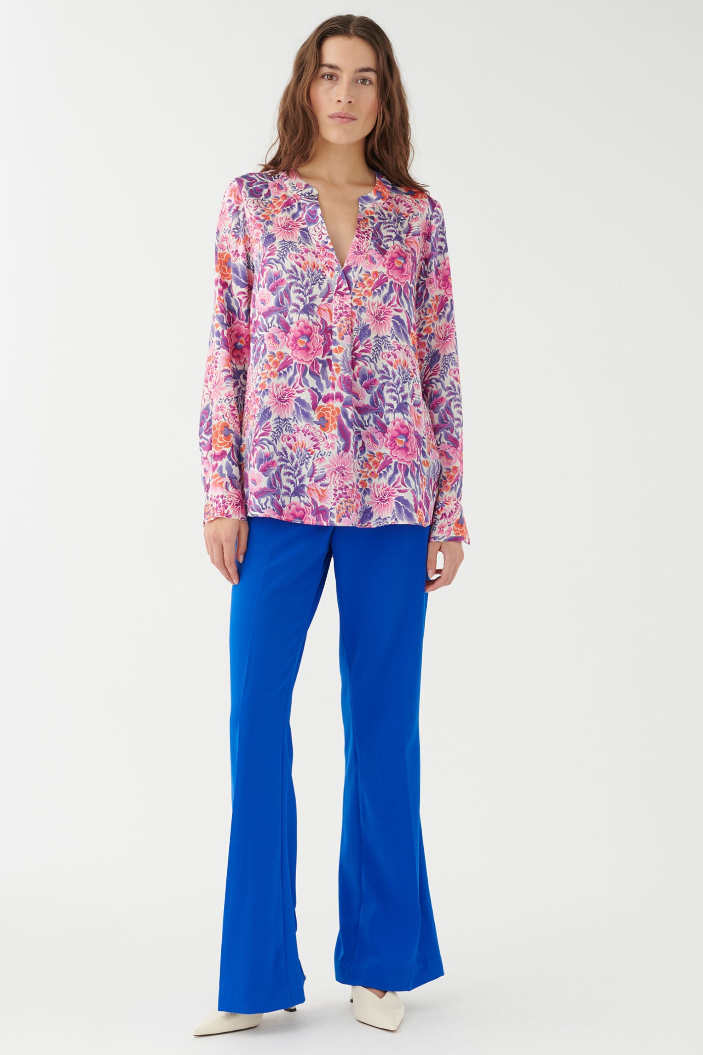 Dea Kudibal Santena Pink Blue Tehuana Villea Silk Blouse 0790124