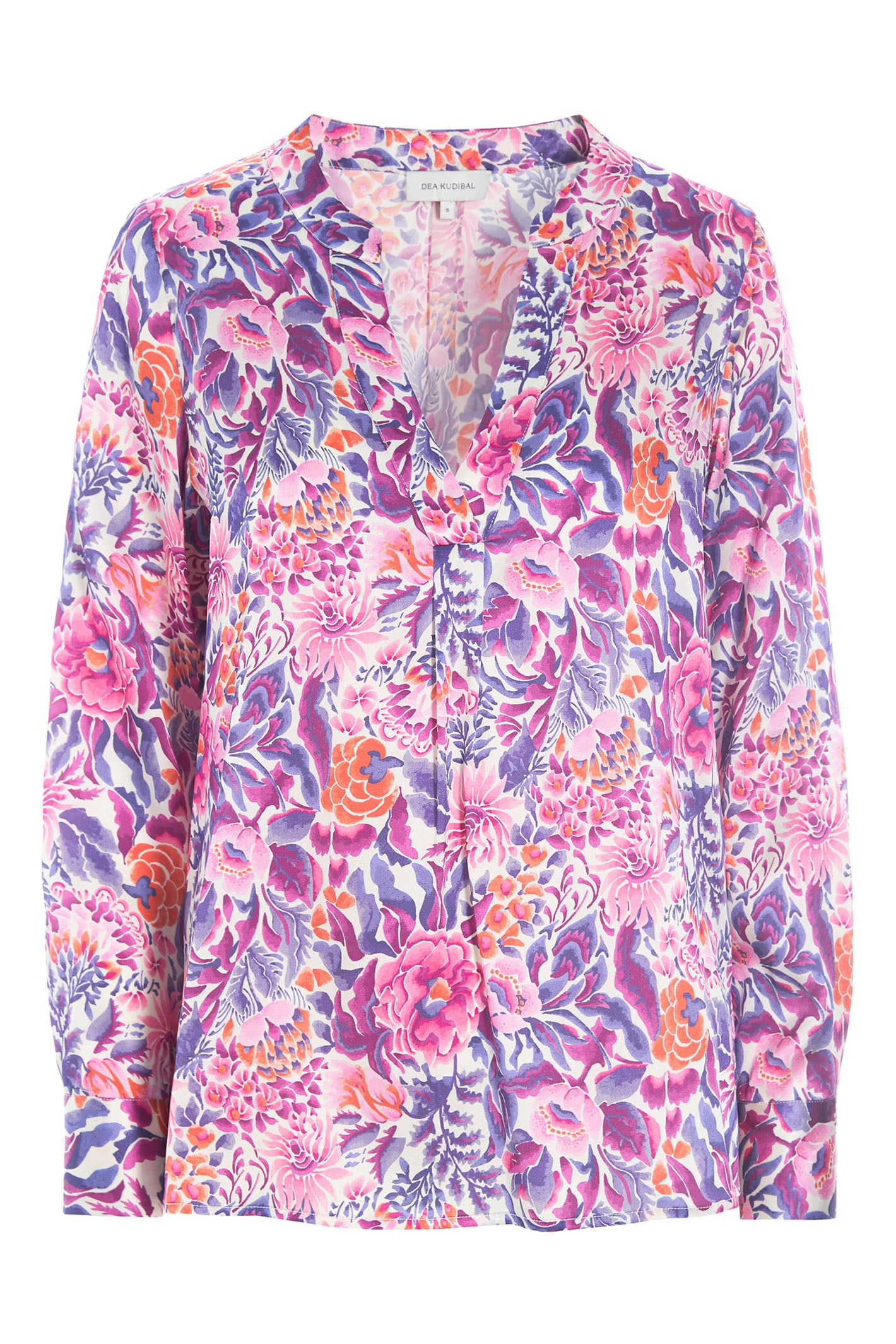 Dea Kudibal Santena Pink Blue Tehuana Villea Silk Blouse 0790124