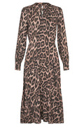 Leopard print dress with long sleeves on a white background
