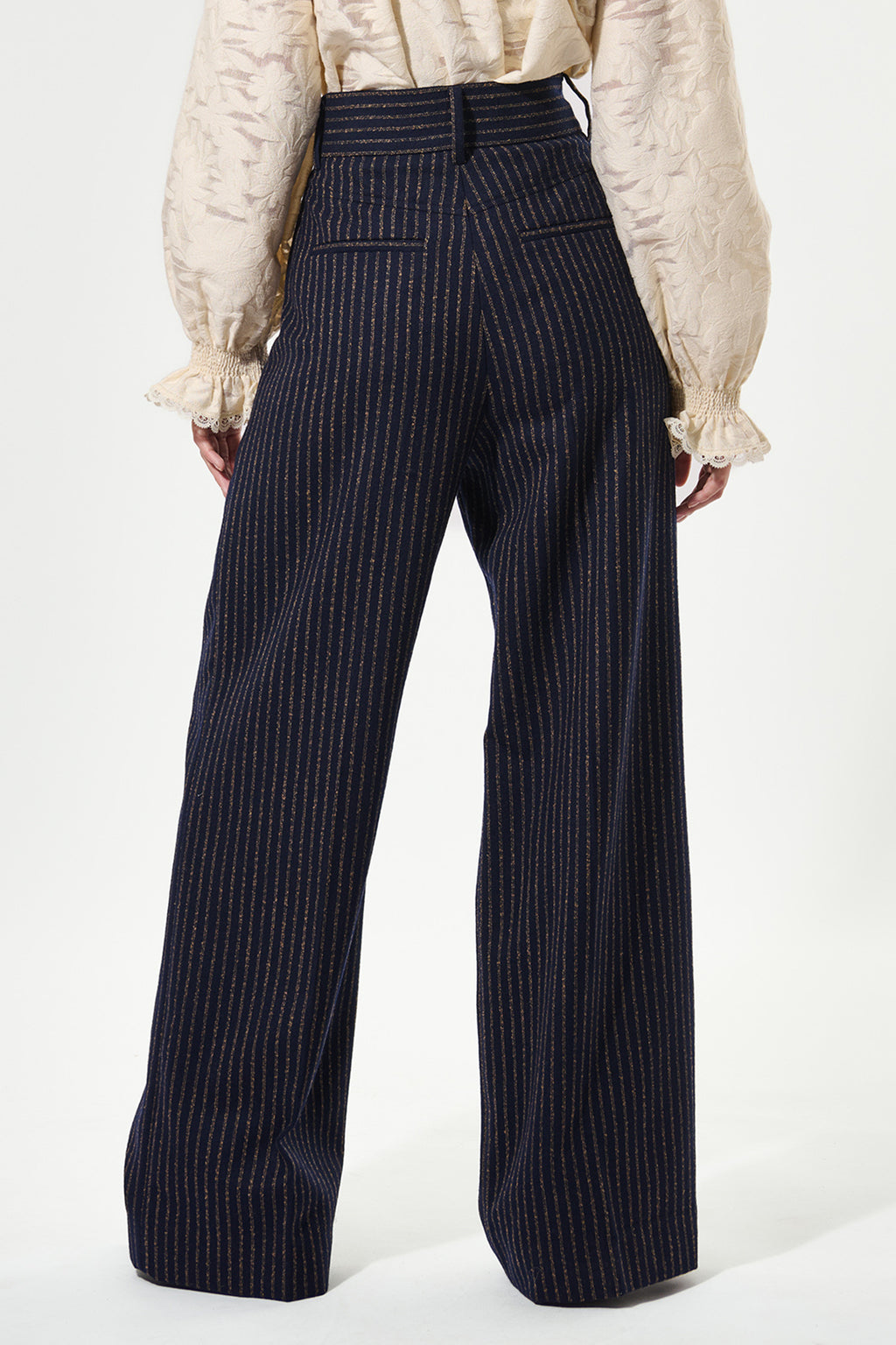 Dea Kudibal 1780725 CasitiaDEA Wide Leg Trouser Blue Pinstripe, back close view