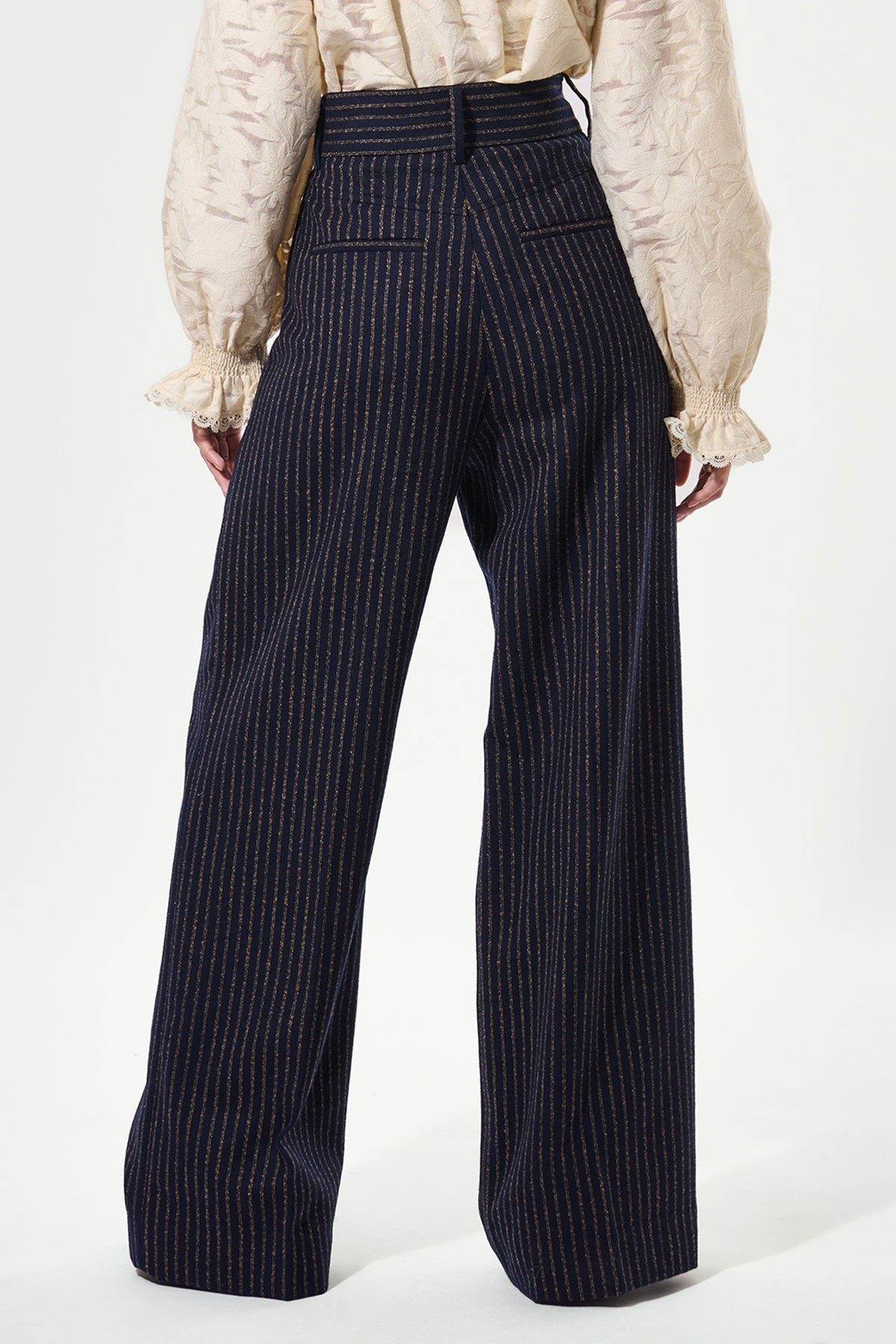 Dea Kudibal 1780725 CasitiaDEA Wide Leg Trouser Blue Pinstripe, back close view