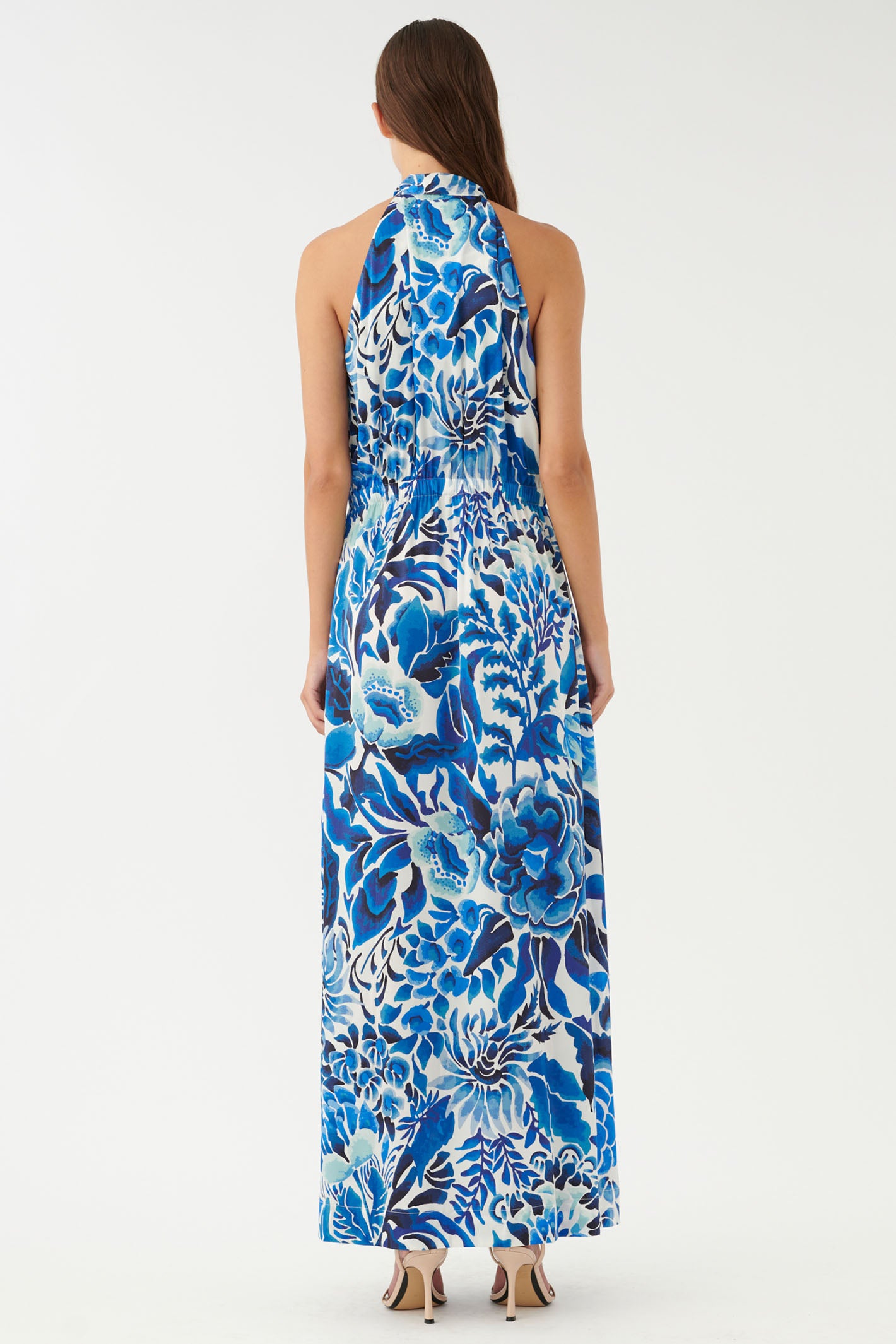 Dea Kudibal 1800124 Nattiedea Magana Optical Blue Halterneck Dress